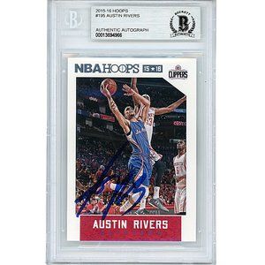 Austin Rivers Signed LA Clippers 2015-16 Hoops Basketball Card Beckett Autograph